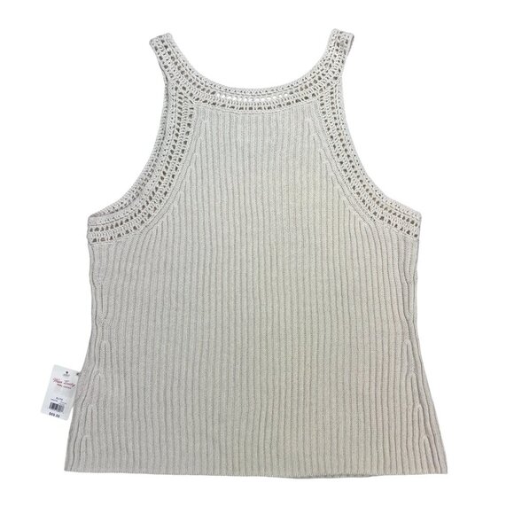 NTW Lucky Brand Linen/Cotton Blend Cream Knit Tank Top Size XL - Picture 1 of 7